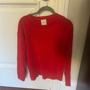 Calvin Klein Red Cable Knit Crewneck Sweater